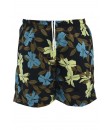 Short Floral Estampado Calção elastano P M G Gg Verão Preto azul